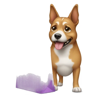 dog with a shopping bag sticker