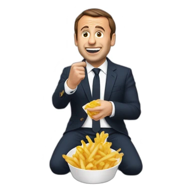 Macron Qui mange des frites sticker