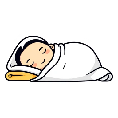 person sleeping under a blanket, cartoon sticker style sticker
