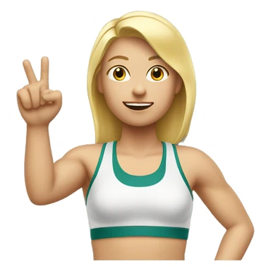 blonde woman in sport top raising her hand hello sticker