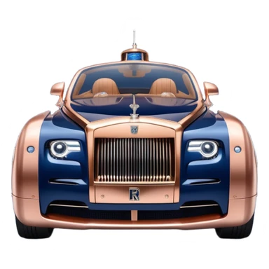 dark blue led lights on a hot rodded delicately inlaid rose gold and wood accentuated sporty 1889 Rolls Royce with futuristic electric spaceship plasmadic motors and dynamos with wide racing wheels that are held strong by advanced suspension and steering sticker