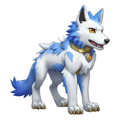 cute cool Digimon-Fakemon-garumon-wolf full body sticker