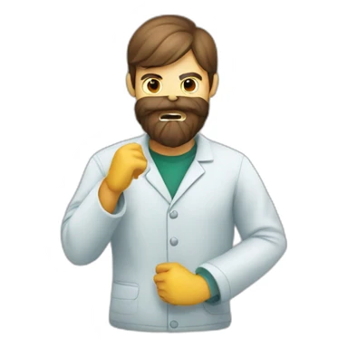man with beard fighting a virus sticker