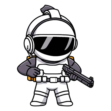 Anime PUBG character with gun and level 3 helmet sticker