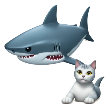Shark and cat chilling  sticker