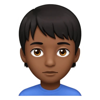 Dark brown boy, with fringe black hair, black eyes sticker