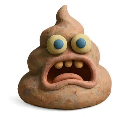textured pastel colors claymation style poop monster sticker