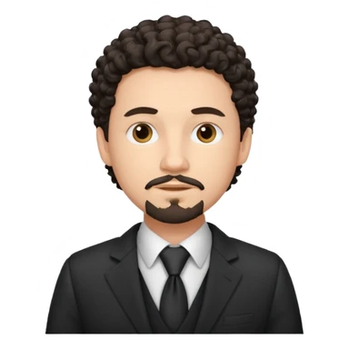 Create a white young man with curly dark hair and Goatee lawer sticker