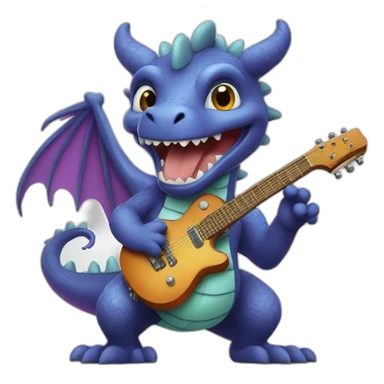 cute cartoon dragon playing guitar sticker