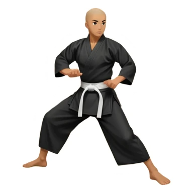 An icon depicting a martial artist in a black gi performing an Aikido technique in a dojo. The background showcases wooden floors, traditional dojo decor, and soft lighting that creates a peaceful yet focused atmosphere. The Aikido practitioner demonstrates fluid movement and precision.  sticker