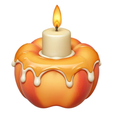 Peach covered with cream and a candle on it sticker