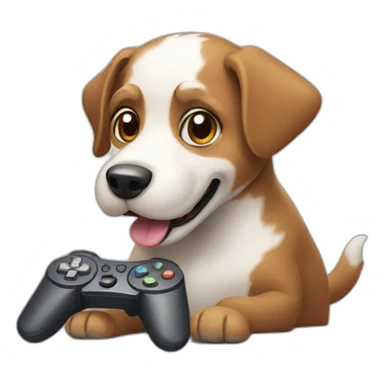 Dog playing video game sticker