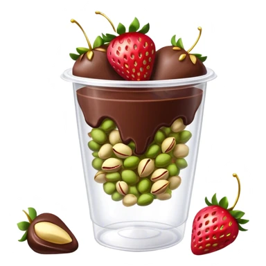 Chocolate covered Strawberries with pistachios in a plastic cup sticker