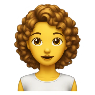 Fille jaune aux cheveux boucles maron sticker