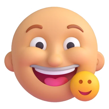 3D smiley emoji, round shape, grandfather with kiss, blue color, smiling face sticker