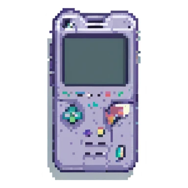 pixel art iPhone, compact and blocky, with a visible screen and outline sticker