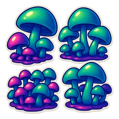 alien mushrooms. make a bunch of mushroom patches like the attached sticker