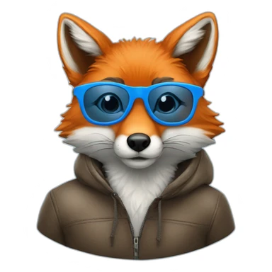 A Fox with blue round glasses et avec une doudoune bleu ciel sticker