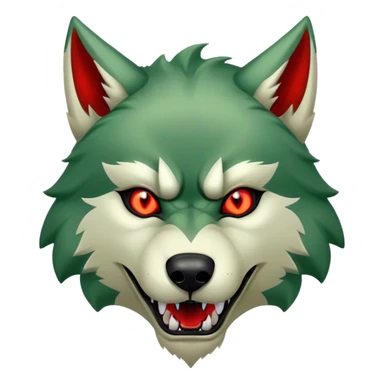 Evil Aggressive Green Wolf with red eyes sticker