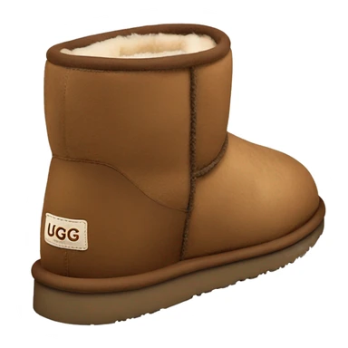 brown cozy short UGG slippers from the side  sticker