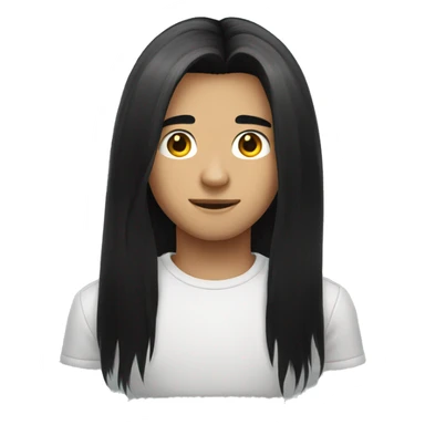 Long black hair teenager boy sticker