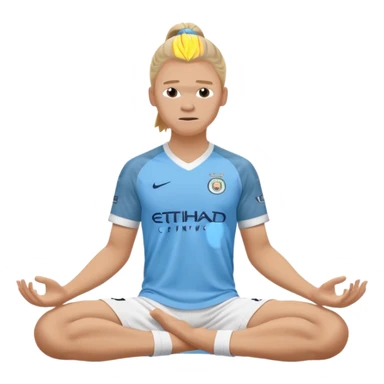 Erling Haaland pony tail hair doing the lotus position Manchester city  sticker