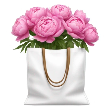 Realistic white shopping bag with pink peonies in it  sticker