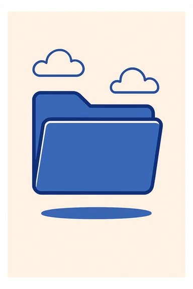 classic MacBook folder icon, blue, subtle shadow, modern flat style sticker