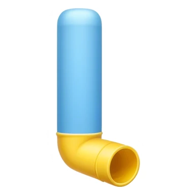 Blue foam tube with yellow ends, front view sticker