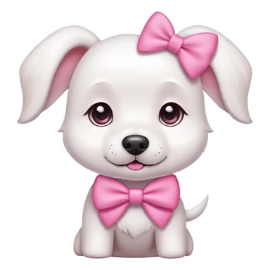 A white dog with a pink bow sticker