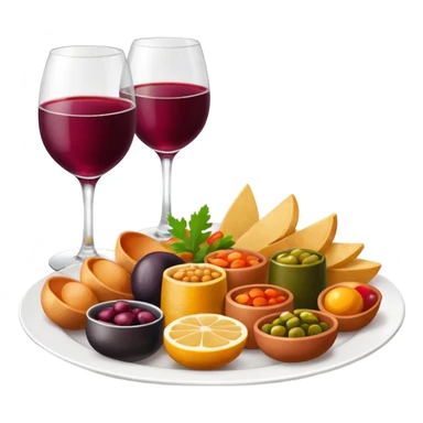 plate of Spanish tapas with a glass of tinto de verano sticker