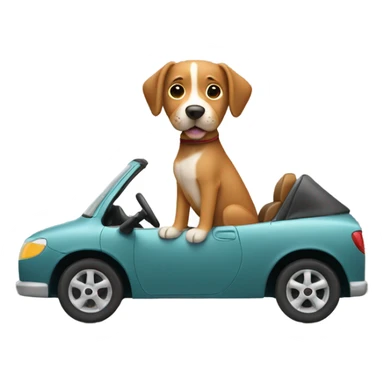 Light brown dog driving a car sticker