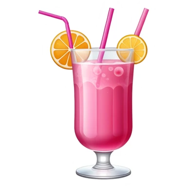 Refreshing pink fruity drink with straw in a glass sticker