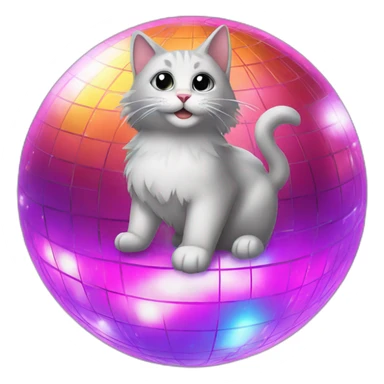 Cat on a disco ball sticker