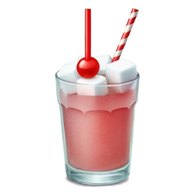 Glass of sugar cubes and a red straw  sticker