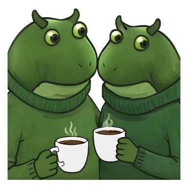 family drinking coffee sticker