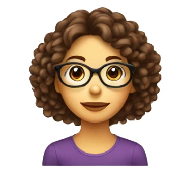 Fille aux cheveux longs brun frisés en bout avec des lunettes de forme carré sticker