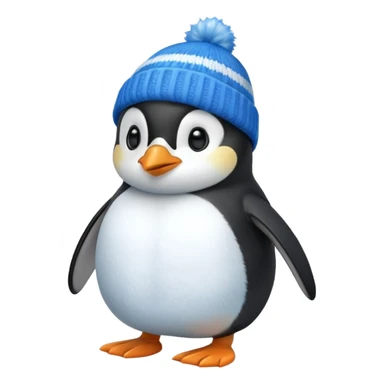 Penguin with blue beanie and blue shoes sticker