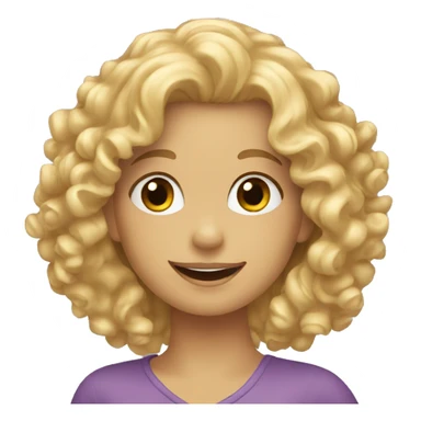 curly blonde girl waving sticker