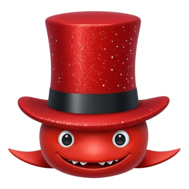 red glitter top hat red shark sticker