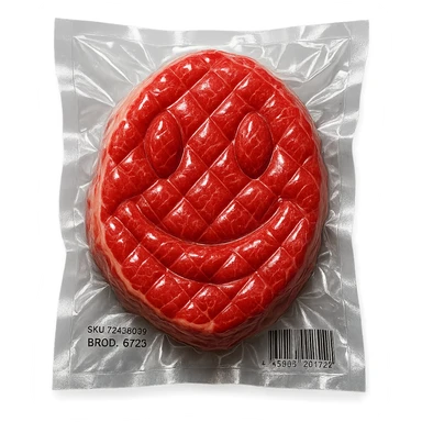 diamond-textured meat steak, shiny and inflated, no background sticker