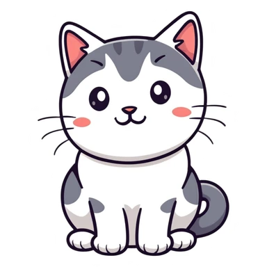 British short-hair cat with a silly face sticker