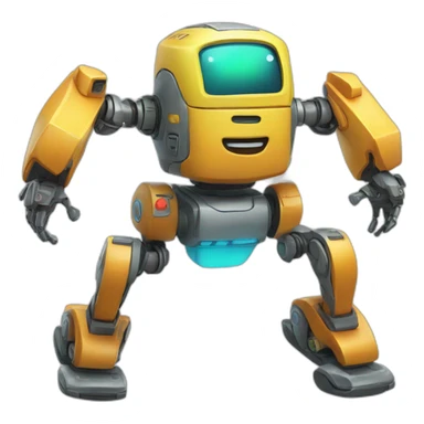 a cheerful multi-colored jumping robot sticker
