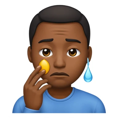 Black man emoji shedding a tear with a frown sticker