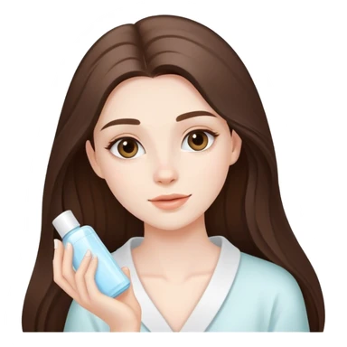 beautiful pale brunette girl with long hair doing skincare routine  sticker