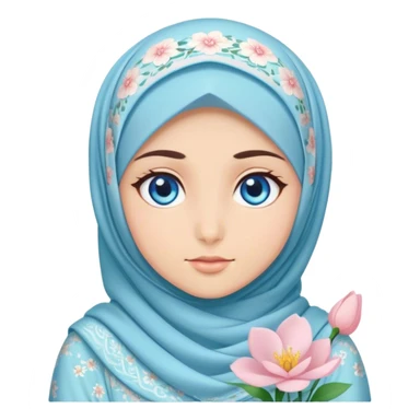 Turkish beautiful finish Konya girl blue eyes with hijab and blooming dress sticker