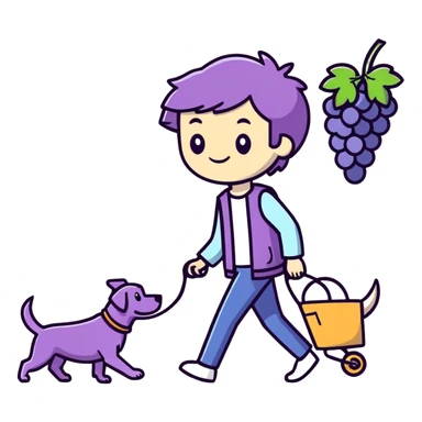 Grape walking a dog sticker