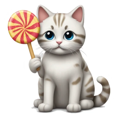 Kat die een lolly eet en blij is sticker