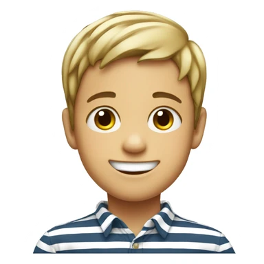 smiling boy in striped shirt sticker