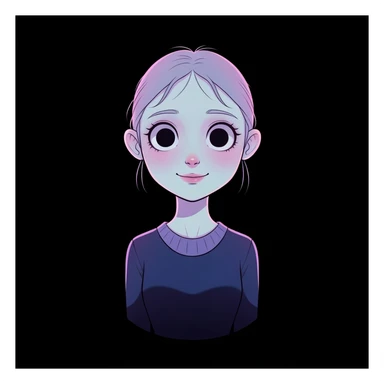 pastel horror profile picture, cute, expressive, minimal, black color palette, variation 4 sticker